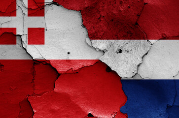 flags of Utrecht and Netherlands painted on cracked wall