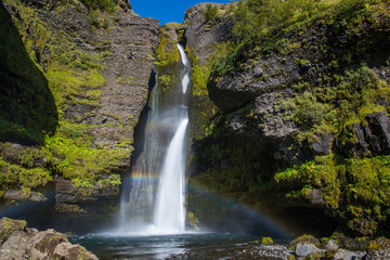 Fototapeta na wymiar Gluggafoss waterfall in Fljotshlid in south Iceland