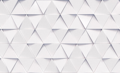Abstract triangular background with white triangles. Geometric 3d rendering