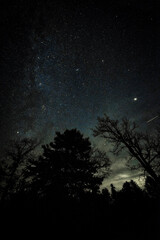 The milky way and night sky with views of Jupiter and Saturn within the Deep Sky Viewing area in Stone Mills Greater Napanee Ontario.