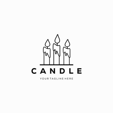 Candle line art logo vector illustration design