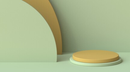 Abstract mock up cylinder podium with arcs 3D