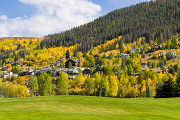 Avon Colorado Golf Course - Avon Golf Course community, Eagle County, Colorado in autumn - obrazy, fototapety, plakaty