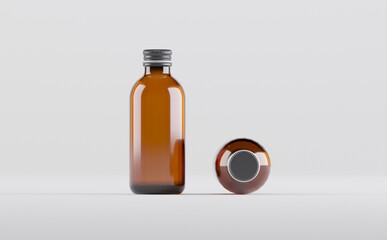 Pharmaceutical Alcohol Bottle Mockup 3D Illustration 