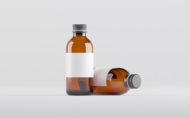 Pharmaceutical Alcohol Bottle Mockup 3D Illustration 