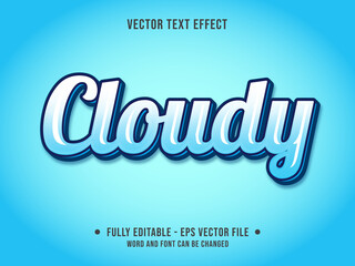 Editable text effect - Cloudy light blue and sky blue gradient color style