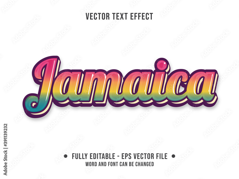 Wall mural editable text effect - jamaica red and green gradient color style