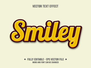 Editable text effect - Smiley yellow and brown color style