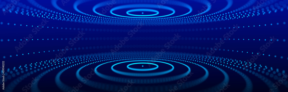 Poster Abstract background with connecting dots and lines. Futuristic particles background. Big data visualization. 3D rendering.