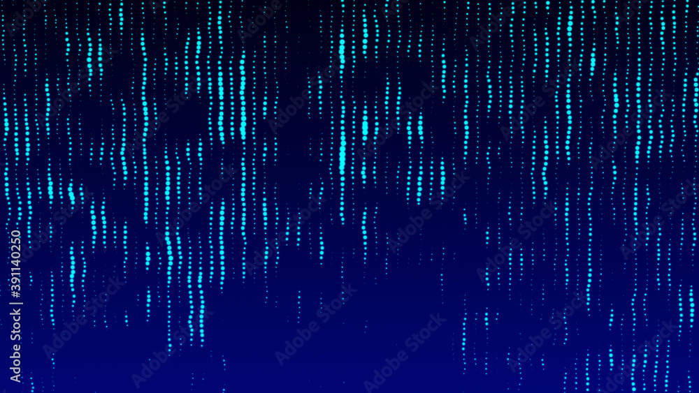 Poster abstract blue glitch background. flowing energy particles. digital green code. hacker concept. 3d re