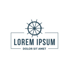 Wooden boat steering wheel logo design template