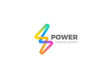 Flash Logo Energy Power Colorful design vector template. Thunderbolt voltage electric Logotype concept icon