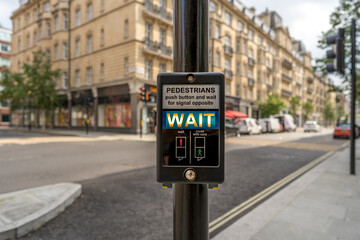 city wait pedestrian street sign, London, UK