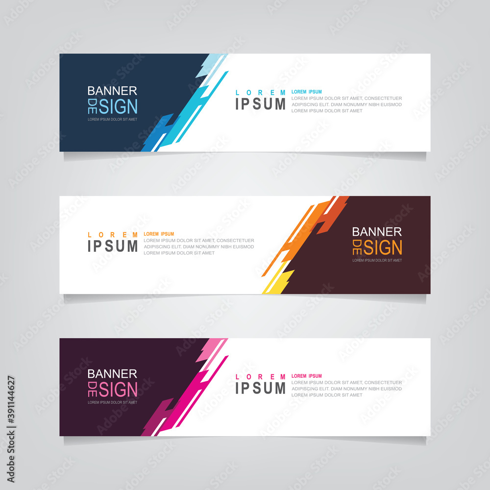 Poster vector abstract banner design web template. abstract geometric design banner web template on grey ba