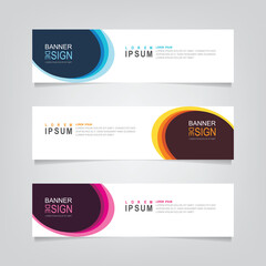Vector abstract banner design web template. Abstract geometric design banner web template on grey background. Header footer Web Design Elements. Collection of web banner template
