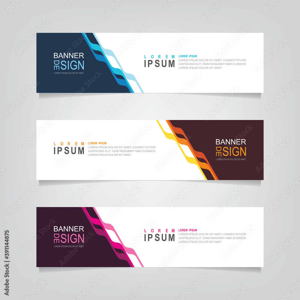Poster vector abstract banner design web template. abstract geometric design banner web template on grey ba