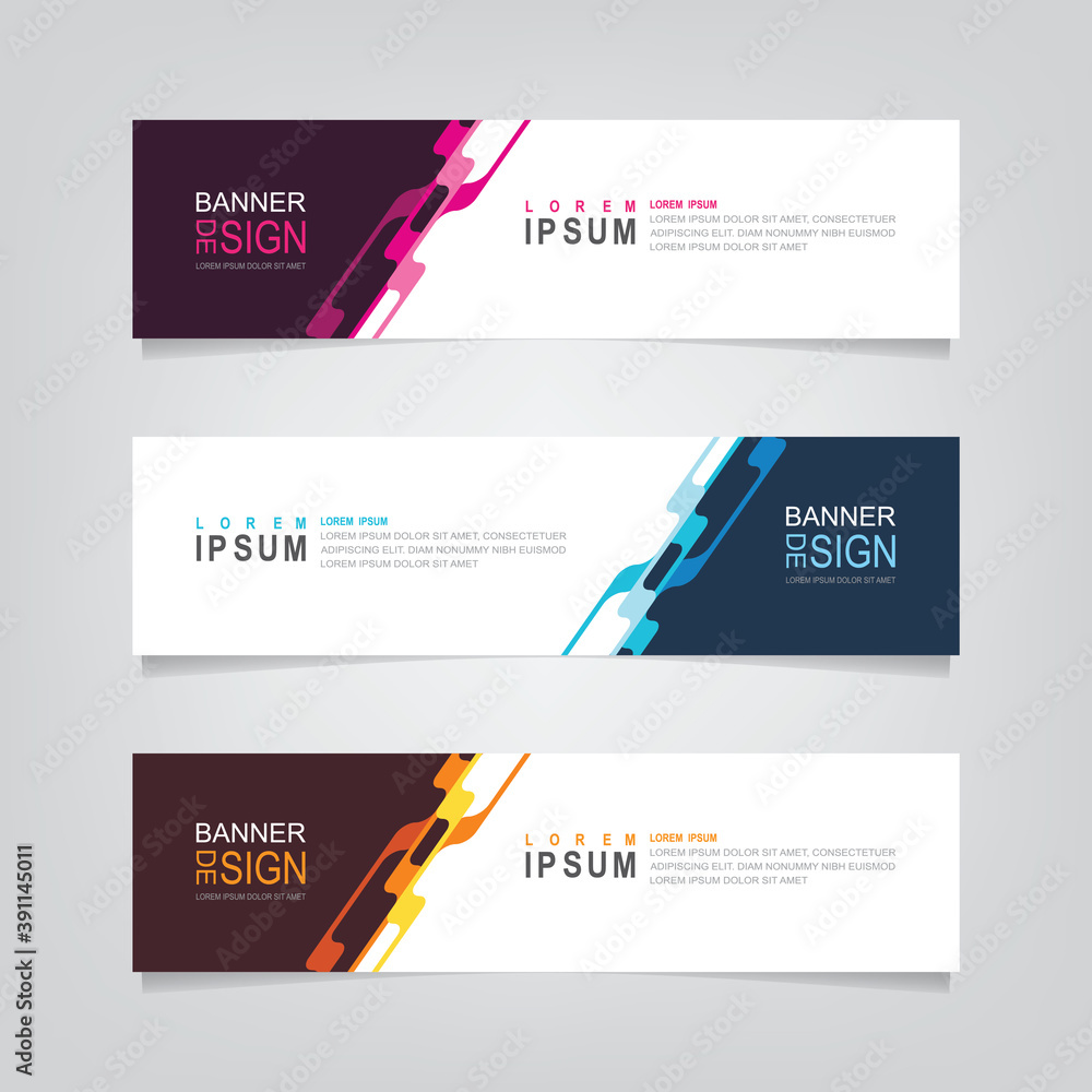 Poster vector abstract banner design web template. abstract geometric design banner web template on grey ba