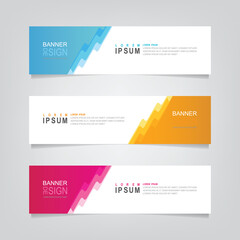 Vector abstract banner design web template. Abstract geometric design banner web template on grey background. Header footer Web Design Elements. Collection of web banner template