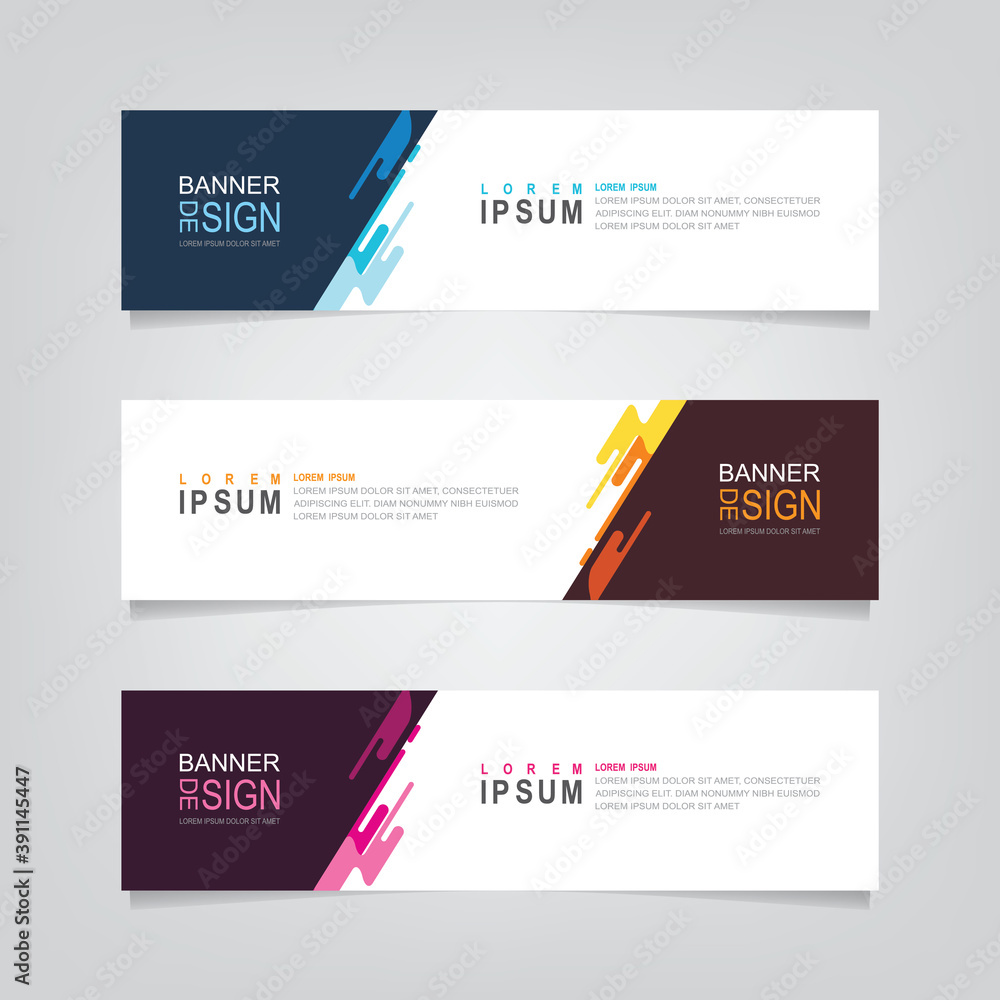 Poster vector abstract banner design web template. abstract geometric design banner web template on grey ba