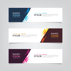 Vector abstract banner design web template. Abstract geometric design banner web template on grey background. Header footer Web Design Elements. Collection of web banner template