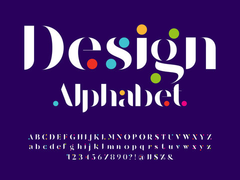 Modern Serif Alphabet Design With Uppercase, Lowercase, Numbers And Symbol