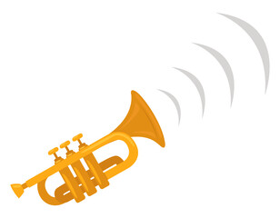 Golden trumpet, illustration, vector on white background © Morphart