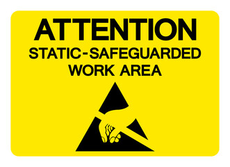 Attention Static Safeguarded Work Area Symbol Sign, Vector Illustration, Isolated On White Background Label .EPS10