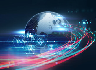3d rendering of earth futuristic technology