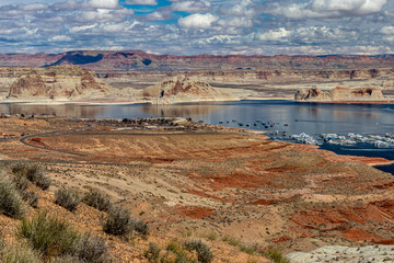 Small hills hugging the banks of the Colorado river, Wahweap lookout, Page, AZ