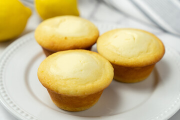 Homemade lemon cream cheese filling cupcake ready to serve