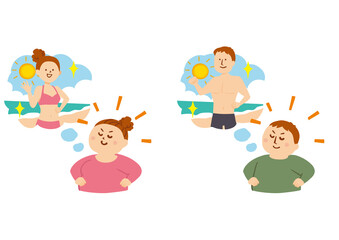 ダイエット後の自分をイメージする人物のイラスト