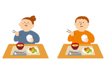 食事をする人物のイラスト
