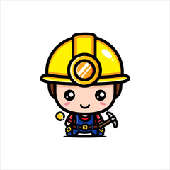 Vector design of boy character working as miner