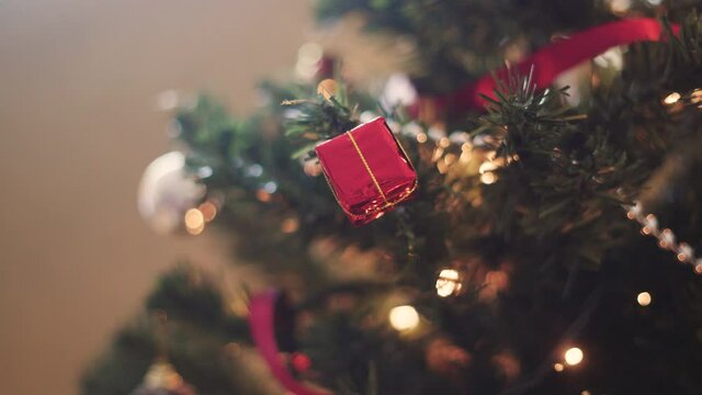 Christmas tree with balls and gifts ornaments