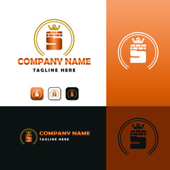 Elegant Construction business Vector Logo concept with Initial S Letter, brick, block and crown element.