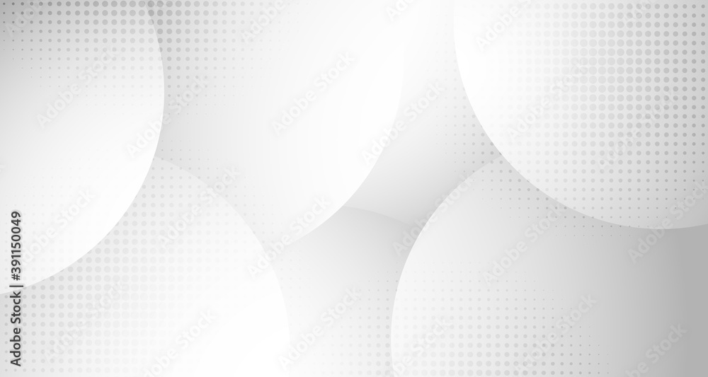 Poster abstract gradient white and grey circle geometric pattern with halftone design background. illustrat