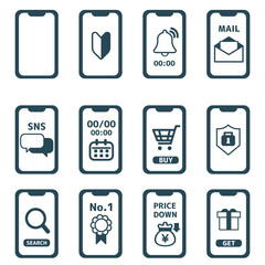 スマートフォン・タブレット　アイコン　セット