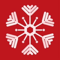 Beautiful design white snowflakes isolated on red background, winter and Christmas concept, can be used as wallpaper or decoration.