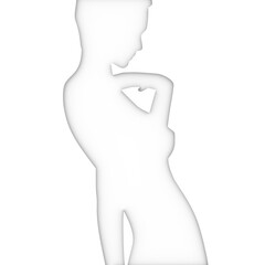 Confused woman raising her hand to face. Sexy lady silhouette. 3D rendering.