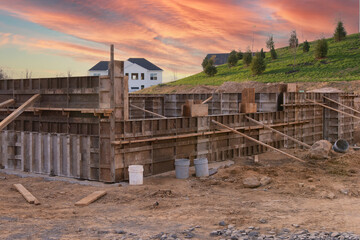 New home foundation construction