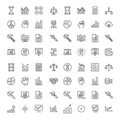 Analytics line icon set.