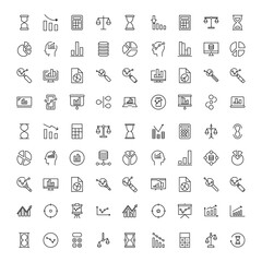 Analytics line icon set.
