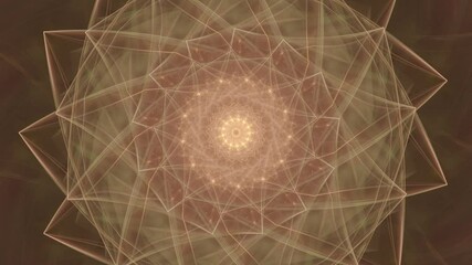 Abstract lotus flower like mandala with endless looping geometry, sacred lines and flower petal patterns.