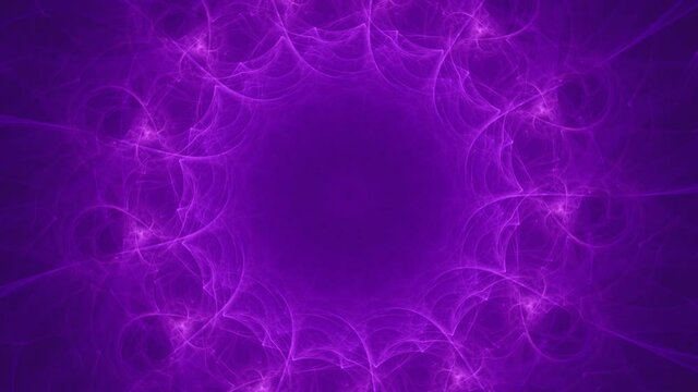 Strange purple tunnel vortex hole with odd organic like shapes floating and swirling around center - endless looping backdrop animation.