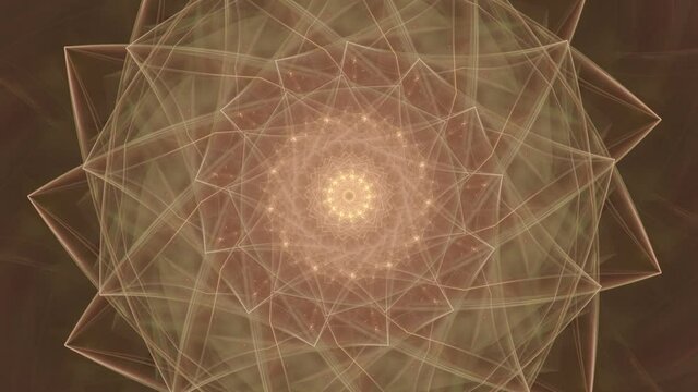 Abstract lotus flower like mandala with endless looping geometry, sacred lines and flower petal patterns.