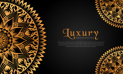 Luxury mandala background with floral ornament pattern. Hand drawn gold mandala design. Vector mandala template for decoration invitation, cards, wedding, logos, cover, brochure, flyer, banner.