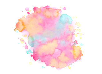 watercolor paint of splashes on white.