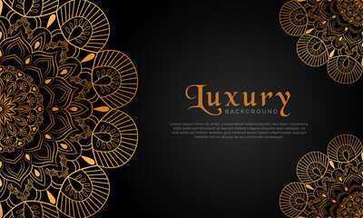 Luxury mandala background with floral ornament pattern. Hand drawn gold mandala design. Vector mandala template for decoration invitation, cards, wedding, logos, cover, brochure, flyer, banner.