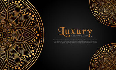 Luxury mandala background with floral ornament pattern. Hand drawn gold mandala design. Vector mandala template for decoration invitation, cards, wedding, logos, cover, brochure, flyer, banner.