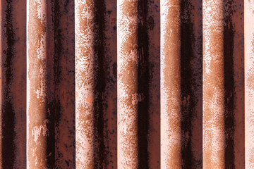 Rusty old corrugated iron sheet. Textile, abstract background